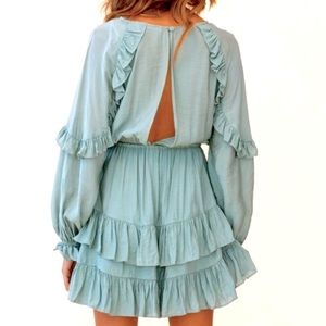 Best Wishes Long Sleeve Frill Detail Dress